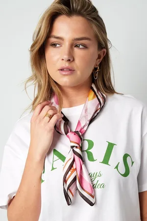 Merkloos Hals sjaal - Scarf bloemendag - 70 x 70 cm - Pink - Festival accessoires - festival sjaaltje