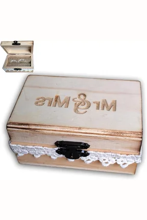 Merkloos Houten Ring Box Vintage Verlovingsring Sieradendoos Gegraveerd - Voor Bruiloften, Voorstellen, Verlovingen, Creatieve Geschenken, enz.