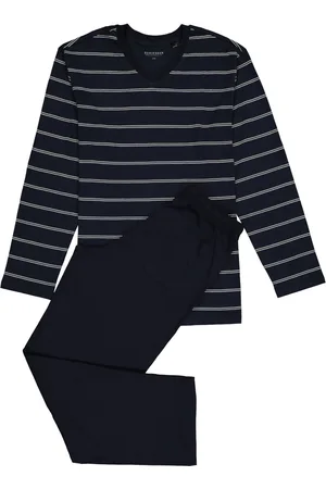 Schiesser Heren Pyjama - Donkerblauw - V Hals