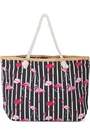 Merkloos XXL Strandtas met Flamingo Print en Rits - Perfecte Shopper voor Dames