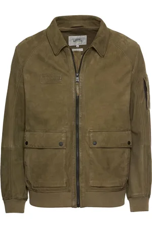 Camel Active Leren blouson Met overhemdkraag