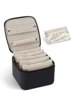 Merkloos Kleine Reisjuwelendoos - Draagbare Sieraden Organizer met 6 Transparante Zakjes - Ideaal voor Oorbellen en Ringen - Compact en Handig