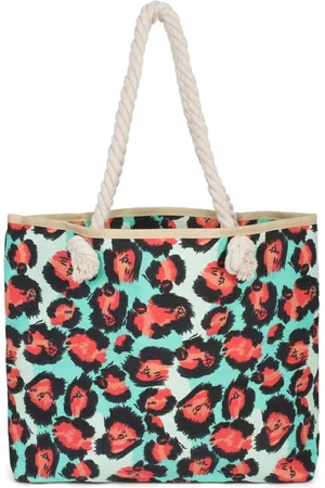 Merkloos Dames strandtas met luipaardprint en rits - kleurrijke schoudertas voor strand en boodschappen