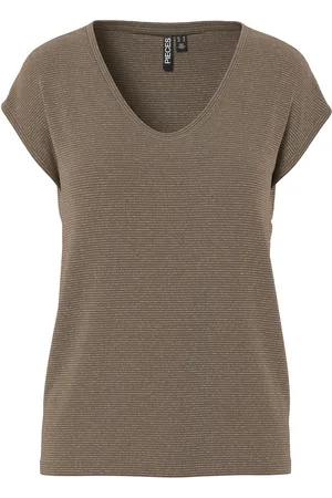 Pieces® T-shirt Pcbillo Tee Lurex Stripes Jrs Noos 17078572 Morel Dames