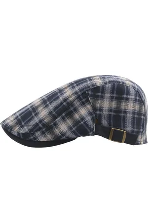 Merkloos Flatcap blauw/wit geruit - Platte pet - Verstelbaar