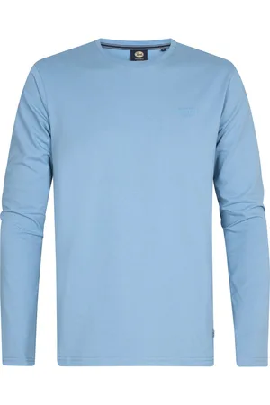 Petrol Industries Heren Logo T-shirt Lange Mouwen Dolphinpark - Blauw