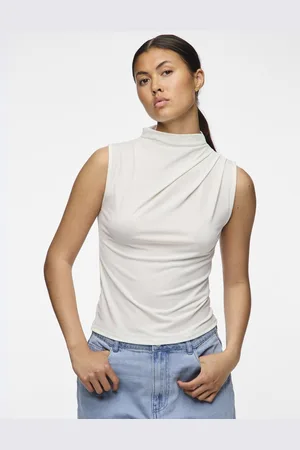 Pieces® Top Pcmadison Sl Draped Top Noos Bc 17151143 Cloud Dancer Dames