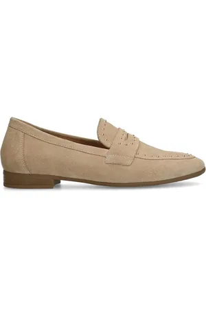 Manfield Dames - suède loafers met goudkleurige studs
