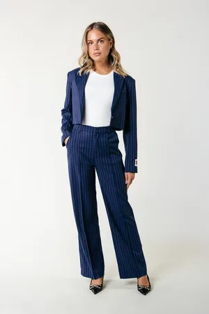 Colourful rebel Rus Pinstripe Pintuck Straight Pants - Dames - Broeken