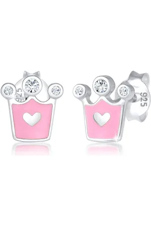 Elli Oorbellen Kinderen Hart Kroon Basic Swarovski® Kristallen 925 Sterling Zilver