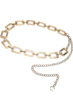 Merkloos Verstelbare holle goudkleurige tailleriem kettingriem voor dames - modieuze tailleketting voor jurken en lang T-shirt - feest goud - 122.5*2.8 cm