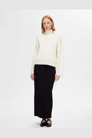 SELECTED Kamma LS Knit Roll Neck Birch