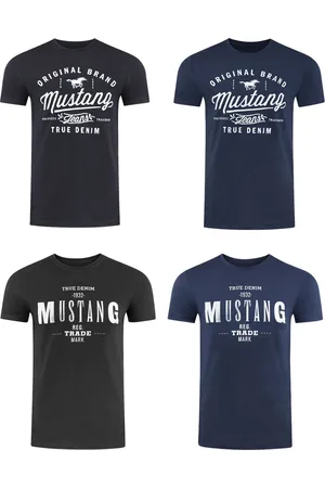 Mustang Heren T-Shirt 4-pack heren-T-shirt regular fit Veelkleurig 3XL Ronde Hals Volwassenen Opdruk Print Shirts