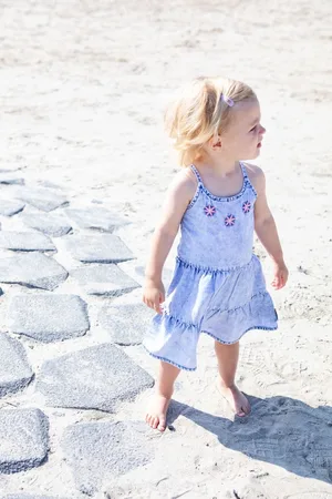 B.Nosy B.Nosy baby meisjes mouwloze jurk Chambray Happy Denim
