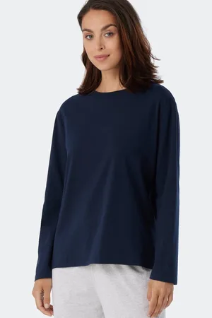 Schiesser Mix+Relax T-shirt - dames shirt lange mouwen donkerblauw