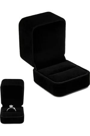 Merkloos Fluwelen Ringsdoos - Verlovingsringbox - Bruiloft - 1 stuk - Zwart - Fluweel