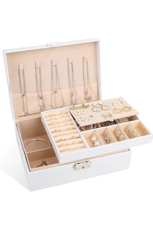 Merkloos Dubbellaagse sieradendoos voor dames en meisjes - stijlvolle opbergdoos voor sieraden voor thuis en op reis