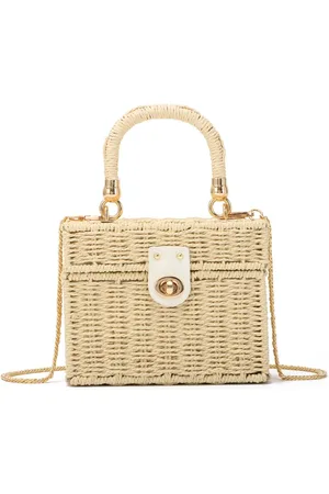 Merkloos Handgevlochten rotan tas - Vintage crossbody tas - Stranddraagtas