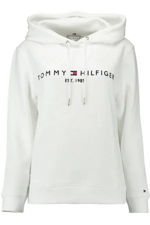 Tommy Hilfiger Deze laid-back Tommy Hifiger hoodie van een rijke katoenmix is minimalistisch en sportief, met het iconische -logo op de voorkant