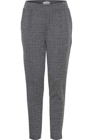 Ichi De Pantalon Kate Jacquard van is een stijlvolle regular fit pantalon met een klassiek geweven patroon
