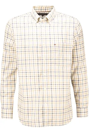 Tommy Hilfiger Het brushed linen gingham shirt van is een casual overhemd met lange mouwen, ideaal voor het voorjaar