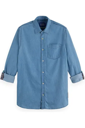 Scotch&Soda Het Easy lightweight denim shirt met lange mouwen van biedt een casual stijl voor de zomer