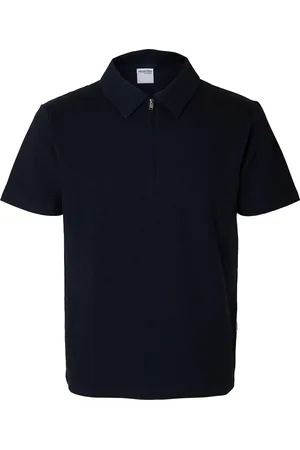 SELECTED Polo Sander Seersucker Zip van is een stijlvolle heren polo met een button down kraag en ribgebreide mouwboorden