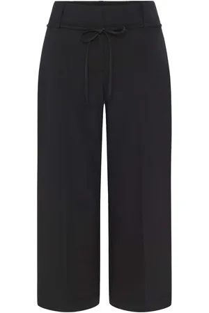 Opus De Broek Misha belt van is een stijlvolle lange broek met een hoge taille en een koordsluiting