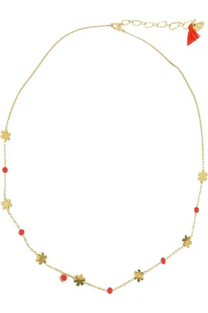Zusss De Ketting met bloem kralen orange van is een stijlvol accessoire
