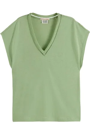 Scotch&Soda Het T-shirt van biedt een casual stijl met een elegante V-hals en korte mouwen