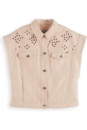 Scotch&Soda De Gilet Festival van is een zomerjas zonder mouwen, met een opstaande kraag en knopen