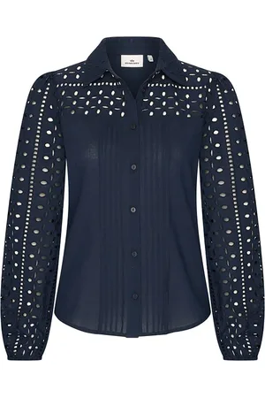 HV SOCIETY Blouse Floor van is een elegante blouse met lange mouwen en een opstaande kraag