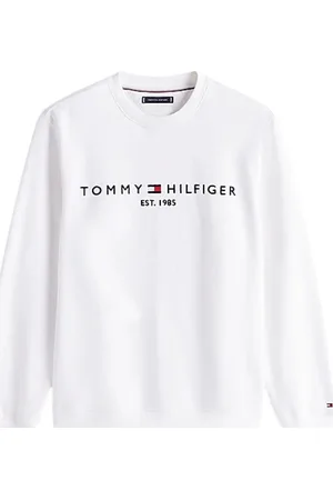 Tommy Hilfiger De Sweater Tommy Logo van is een casual heren sweater met een ribgebreid mouwboord en een ronde hals