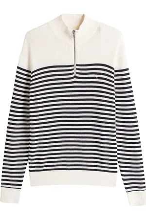 Tommy Hilfiger De Trui Racking Structure Zip van is een stijlvolle heren trui met een opstaande kraag en ritssluiting