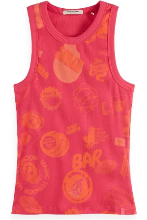 Scotch&Soda De Tanktop All Over Print Rib van is een stijlvolle top met een opvallend grafisch patroon