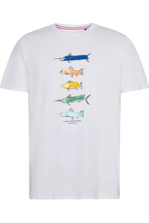 A fish named fred Het T-shirt Fish van is een casual heren T-shirt met een ronde hals en korte mouwen