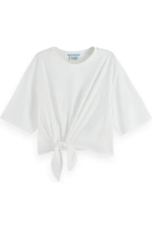 Scotch&Soda De Top Knotted van is een casual dames top met een ronde hals en korte mouwen