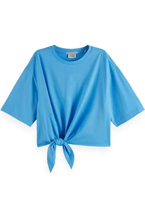 Scotch&Soda De Top Knotted van is een casual dames top met een ronde hals en korte mouwen