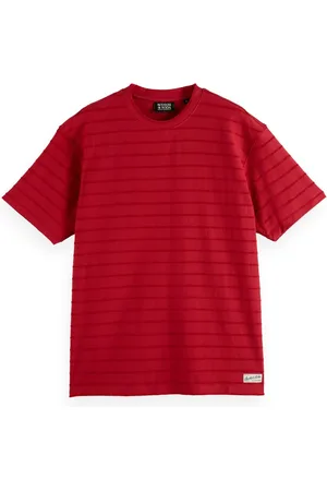 Scotch&Soda Het T-shirt Towelling Striped van is een casual heren t-shirt met een ronde hals en een relaxed pasvorm