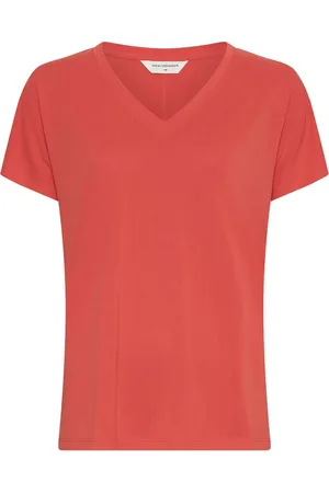 MSCH Het T-shirt Fenya van is een casual dames t-shirt met een flatterende V-hals en korte mouwen