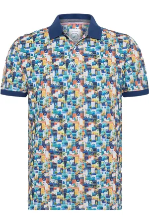 A fish named fred Polo Town van is een heren polo met een levendig all-over patroon