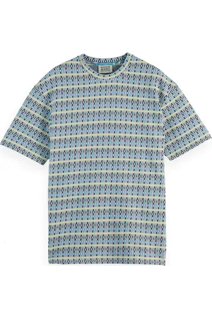 Scotch&Soda Het T-shirt Jacquard van is een stijlvol heren t-shirt met een relaxed pasvorm en korte mouwen