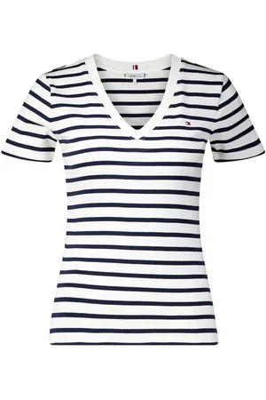 Tommy Hilfiger Het T-shirt Cody van is een stijlvol dames t-shirt met een V-hals en korte mouwen
