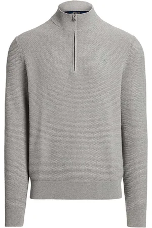 Ralph Lauren De Pullover Half Zip van biedt een casual stijl met ribgebreide mouwboorden, een ritsluiting en een opstaande kraag