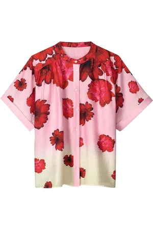 POM Amsterdam De Blouse Flower Bouquet van is een trendy dames blouse km met een losse pasvorm en een vrolijk bloemenpatroon