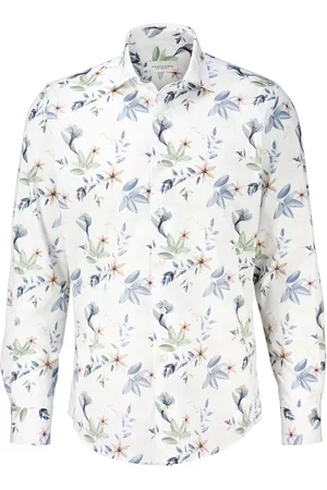 Profuomo Het overhemd X-Cutaway van is een casual herenoverhemd met een kleurrijk bloemenpatroon