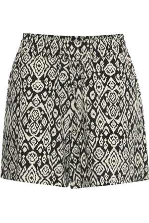 Ichi De Short Linno van is een bohemian dames short met een grafisch patroon en een elastische taille, ontworpen voor een losse pasvorm