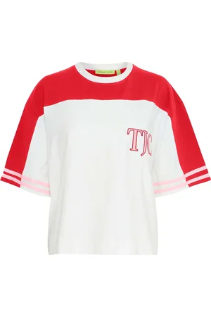 TheJoggConcept Het T-shirt Sabell van is een casual dames t-shirt met een opvallende effen patroon