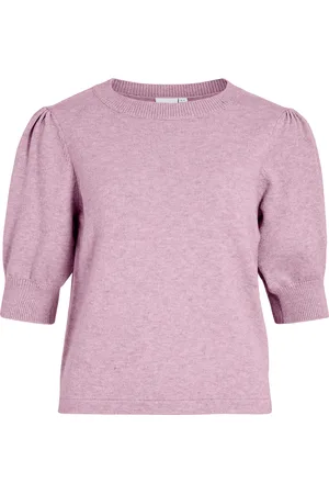 VILA T-shirt Ril van is een casual dames T-shirt met een ronde hals, regular pasvorm en 3 kwart mouw