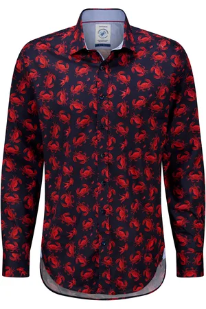 A fish named fred Het Overhemd van biedt een speelse, casual stijl met een opvallend all-over krabbenpatroon